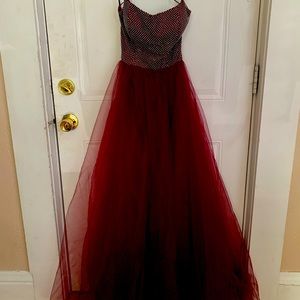 A burgundy Windsor dress.